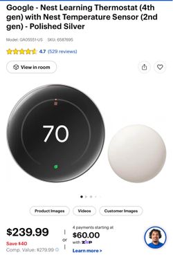 Google Nest Learning Thermostat (4th Gen) + Temperature Sensor