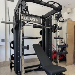 Smith Machine, Pulley System, Power Rack, Rubber Weights, Dumbbells 