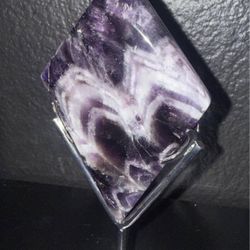 Chevron Amethyst Diamond Slab on Chrome Astrology Stand