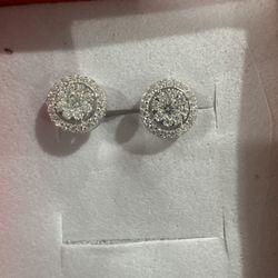 Sterling Silver 1/2 ct. T.W. Diamond Circle Stud Earrings, 1/3 inch - MSRP: $305