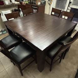 Dark Wood Dining Room Table set with 8 chairs