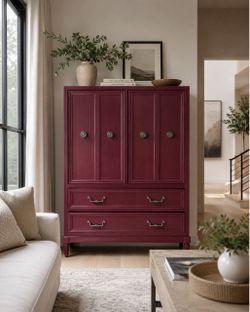 Burgundy Maroon Armoire with Drawers