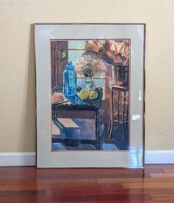 original signed framed pastel painting Sacramento artist "Soda Springs Afternoon" 34x26 large