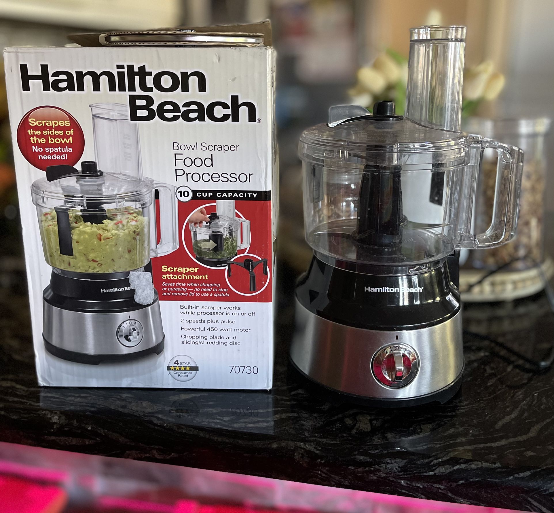 Hamilton Beach 10-Cup Food Processor & Vegetable Chopper with Bowl Scraper,  Stainless Steel - 70730 