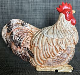 Vintage Farmhouse Chicken Rooster Crowing Ceramic Cookie Jar AMC NY NY