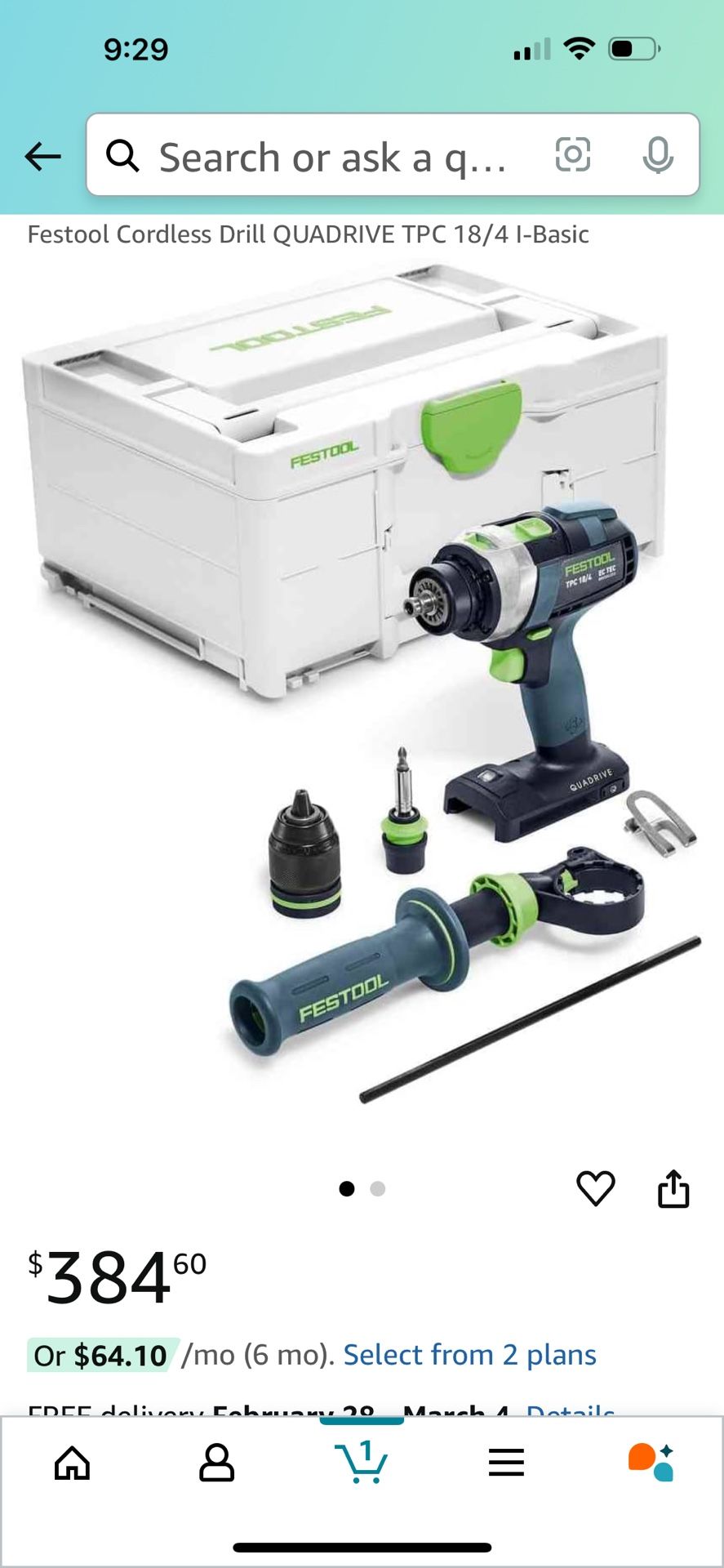 Festool Cordless Drill Quadrive TPC 18/4