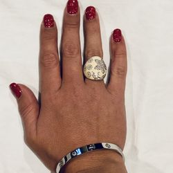 White & Silver Dome Ring