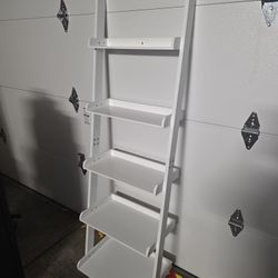 5 Tier Ladder Shelf White