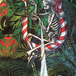 Christmas skeleton casual men button lapel short sleeve shirt