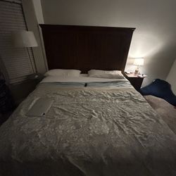 Ashley Luxurious Furniture Porter King Storage Bed - Like New + Full Bedding Set