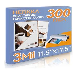 HERKKA 300 Pack Laminating Sheets, Hold 11 x 17 Inch Sheet, 3 Mil
