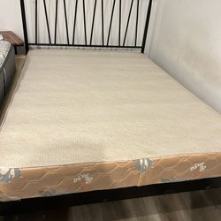 Full Size Bed Frame Black With Mattress And Box Spring 