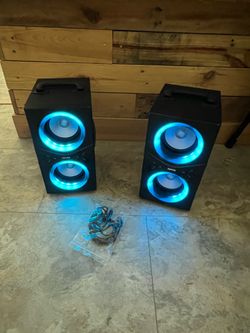 Bluetooth Portable Speakers with RBG LED lights - set of 2.