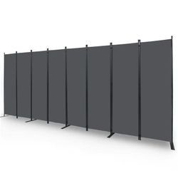 New-YASRKML 8 Panel Folding Privacy Screen, 6Ft Tall Room Divider with Wider Support Feet, Portable Wall Dividers Room Partition, Grey