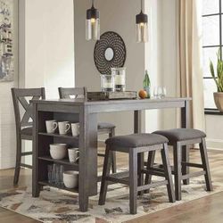 5PC Gray Dining Table Set