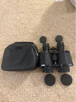 Vintage Italian Compact Non-Prismatic Binoculars with Case & Lens Caps