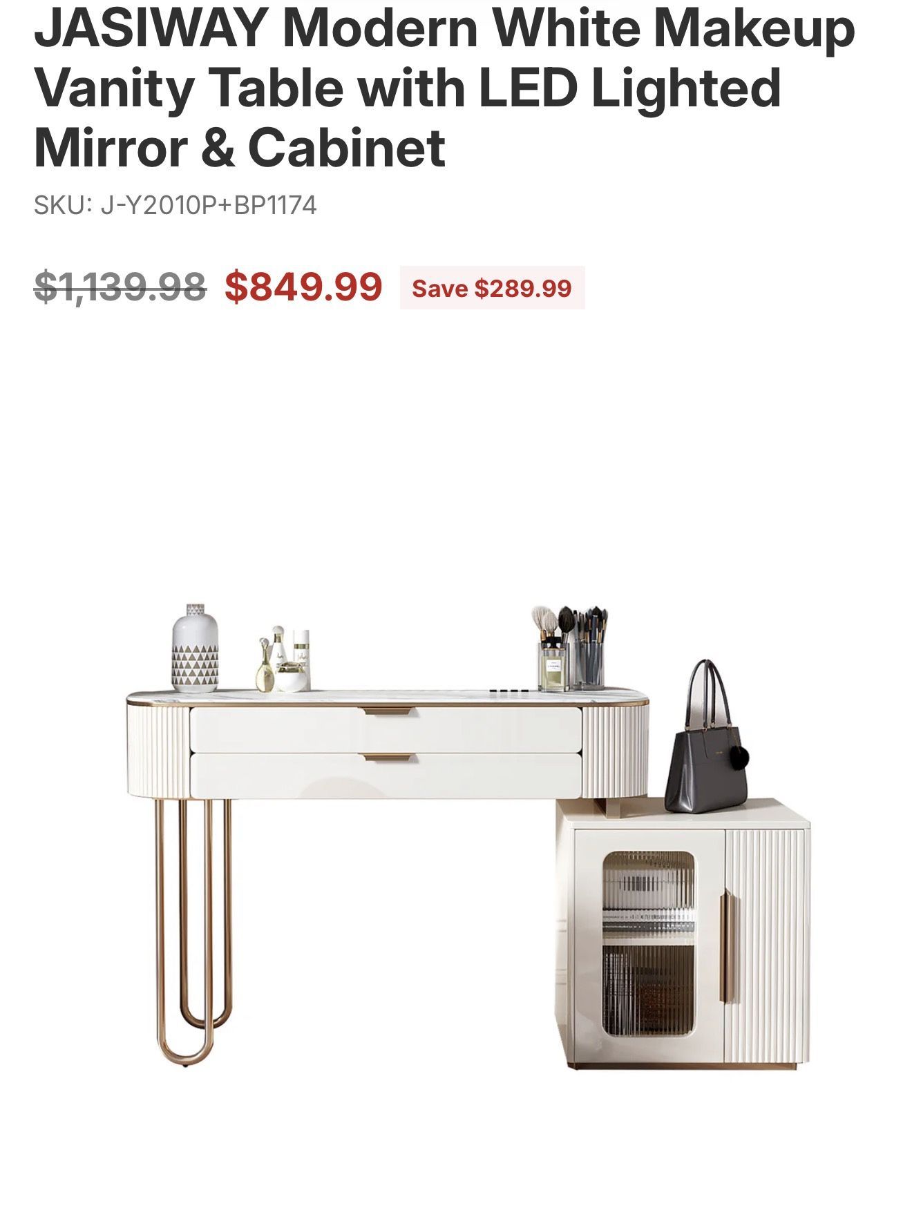 Brand new  Modern White Makeup Vanity Table 
