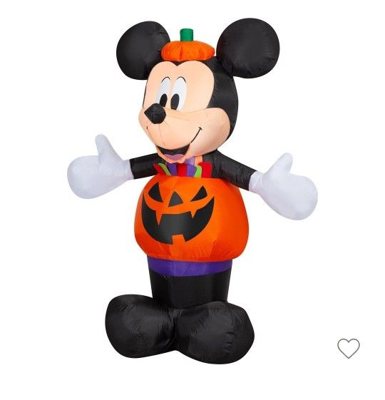 3.5 ft Airblown Inflatable Mickey Dressed in Pumpkin Outfit