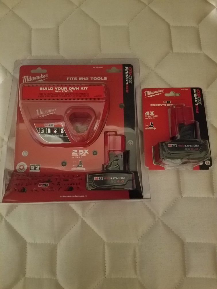 Milwaukee m12 XC6.0 and XC4.0 battery and charger