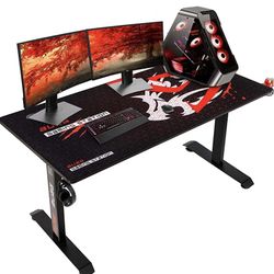 AuAg Gaming Desk 60 inch T Shaped Gaming Computer Desk with Full Mouse pad Racing E Sports Style Gaming Working Station with Cup Holder Headphon