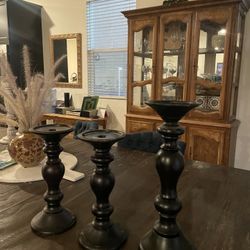 3pc Black Candle Stick Set