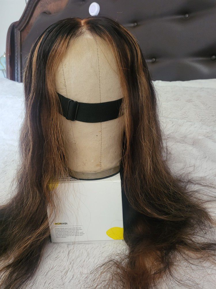 24in Human Hair Pre Cut Highlight 6x5 Lace Frontal Wig 180% Density 