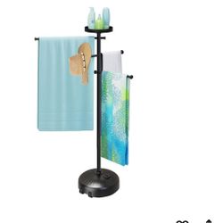  Pool Towel Rack Outdoor with Built-in Tray – Adjustable, Heavy-Duty Towel Racks & Storage for Backyards