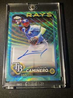 🔥Junior Caminero RC Auto /199 Aqua Wave 2024 Topps Chrome Update Rays $250 OBO