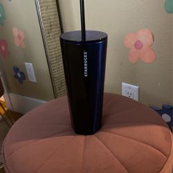Starbucks Cold Cup Tumbler Gently Used 24oz Venti Stainless Blue Black 2022