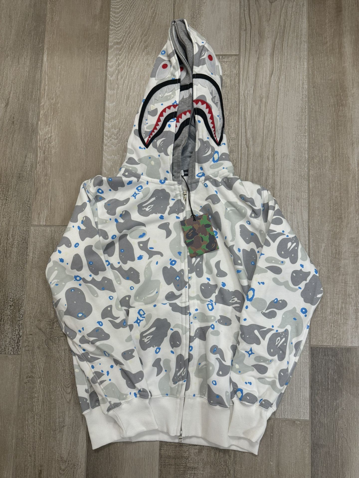 White Bape Double Hood Full Zip size M
