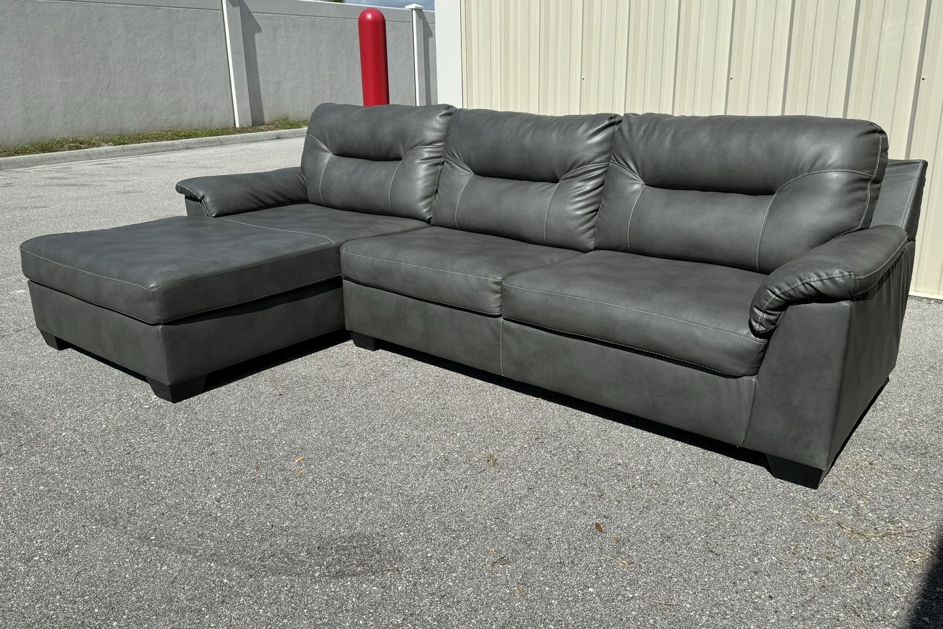 Ashley Furniture 2Piece Grey Leather Sectional Delivery Available for Sale in Cape Coral, FL