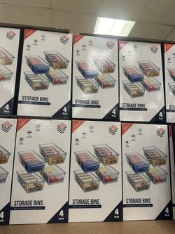 CLEAR STORAGE BINS 4 Pack 