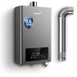 GEN II Ranein Propane Gas Tankless Water Heater Max 3.6 GPM, 80,000 BTU Indoor On Demand Instant Hot Water Heater with LED Temperature Control Panel