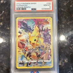 2023 Pokemon SWSH Crown Zenith #160 FA Pikachu PSA 10 GEM MINT