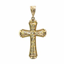 Men’s 14k Yellow Gold Nugget Cross 2.5” Inches Pendant for Necklace GP3135988