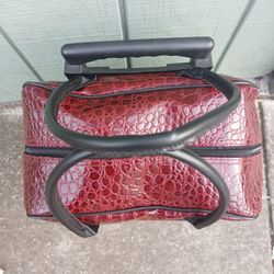 Brown Red Maroon Crocadile Rolling Luggage Bag