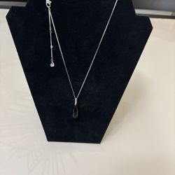 AUTHENTIC Swarovski Signed Amethyst & Clear Pendant Silver Tone Lariat Necklace