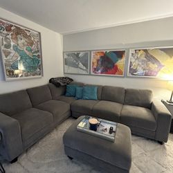 Grey 2 Sectional L Couch