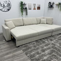 Cream Sectional Couch Pull Out - Free Delivery