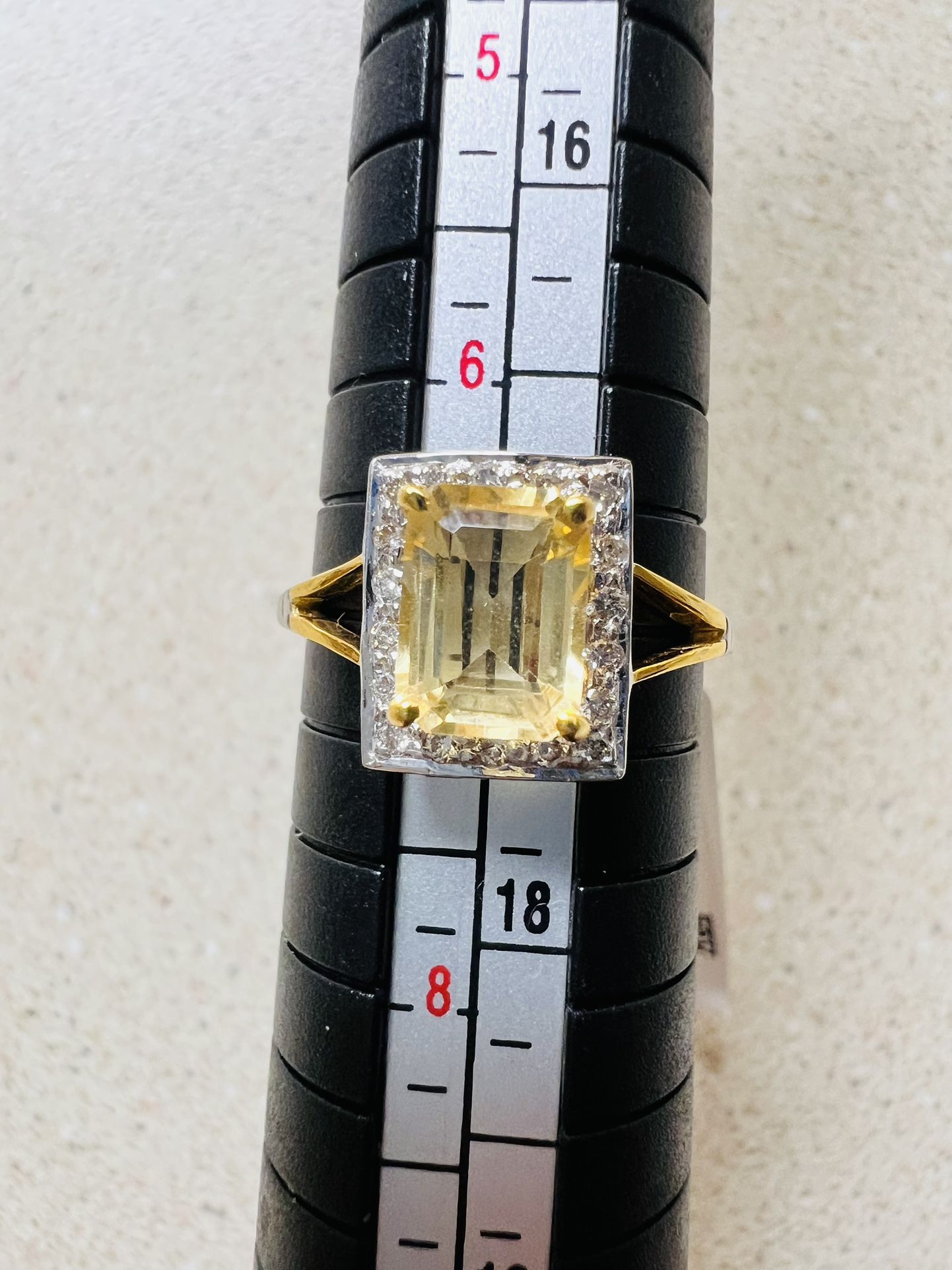 Natural DIAMONDS+CITRINE 0.25ct 14kt Solid Yellow Gold Ring Size 7# wedding