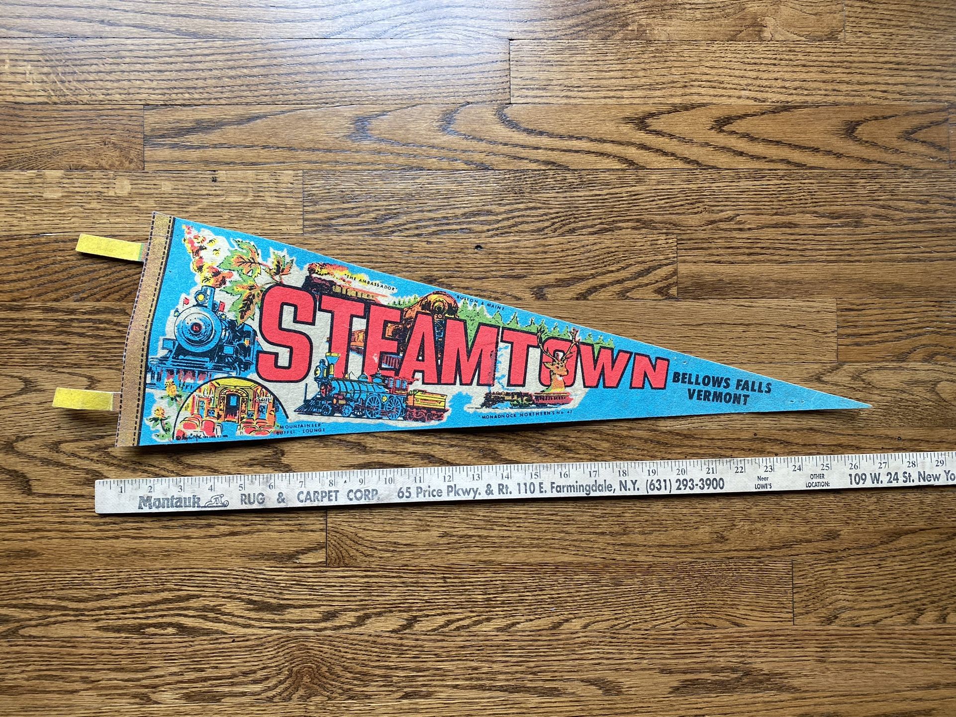 Vintage Pennant Steamtown USA Bellows Falls VT VERMONT Railroad TRAINS