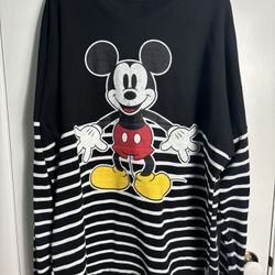 Disney Mickey Mouse True Original Spirit Jersey Black White Striped Shirt XXL