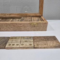 Wood & Brass Domino Game Box