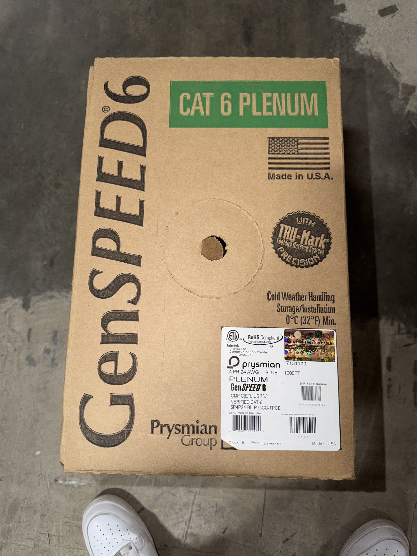 Cat 6 Plenum Cable 1000ft (Blue)