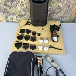 Lot Of 3 Haircut Trimmers Machines Conair , Oyster , Hatteker W Accessories N Cases Make Offer Make Offer 