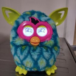 2012 Hasbro Furby Boom Blue & Green Interactive Talking Toy Works Cute.