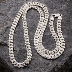 925 Sterling Silver Miami Cuban Chain Men’s Necklace Size 26”