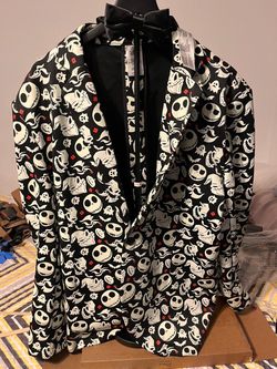 Jack Skellington Disney Halloween Nightmare Glow Blazer Light Up Tie L/XL New