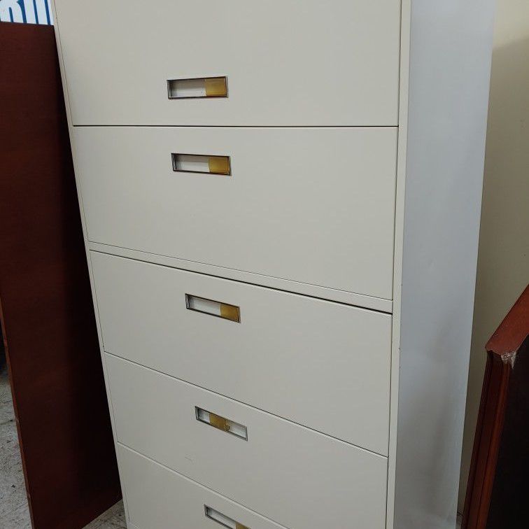 Large 36 inch, 5 drawer Metal File cabinet
