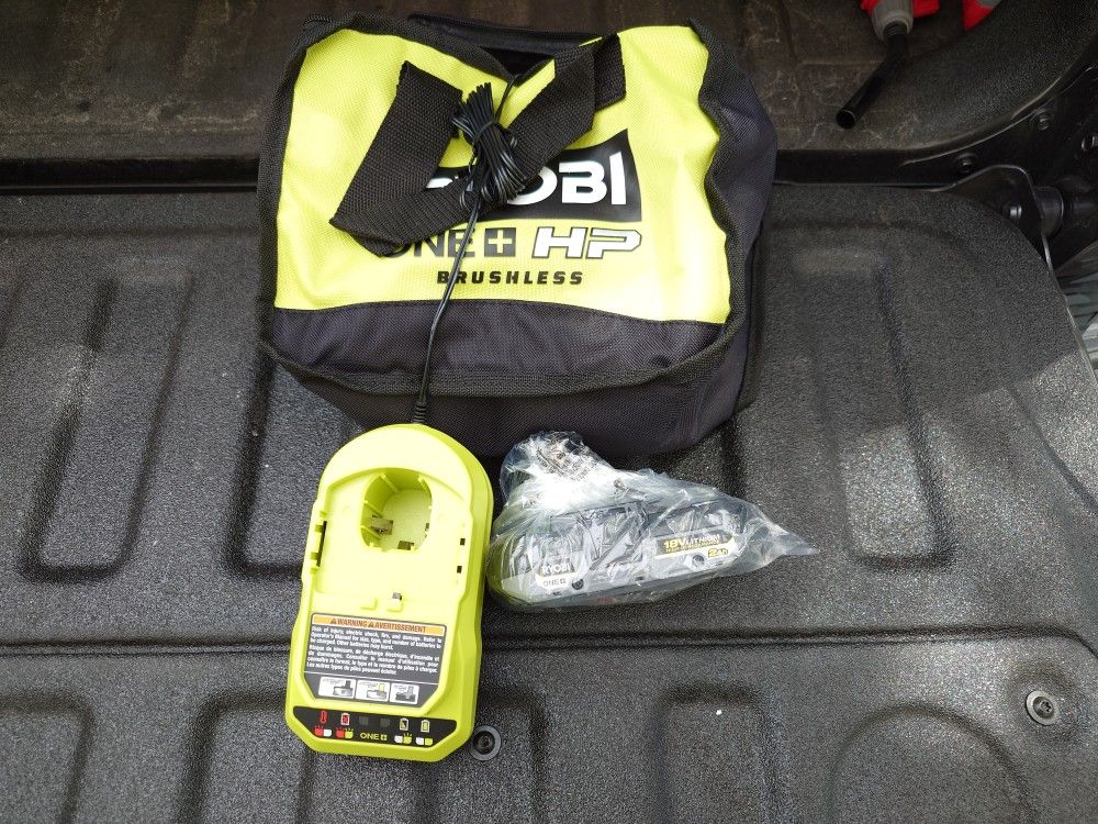 Ryobi 18+ Battery, Charger, Bag